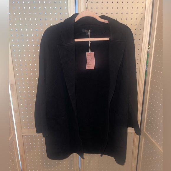 Quince Jackets & Coats Nwt Quince Organic Cotton Knit Blazer Black